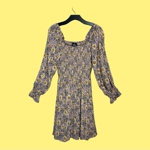 Angie Floral MIDI Pullover Dress Lavender with Yellow Flowers Size Large